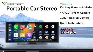 EONON P4 Wireless Carplay Screen - Built in Dash Camera, Backup Camera