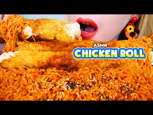 NGEJU MULUU😂 ASMR FIRE NOODLES & CHICKEN ROLL JUMBO ISI KRIM KEJU LUMER ‼️ | ASMR Indonesia