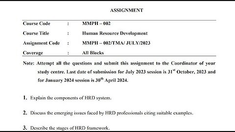 IGNOU MMPH - 002 Solved Assignment July 2023 Jan 2024 PDF | MBA | Human Resource Development