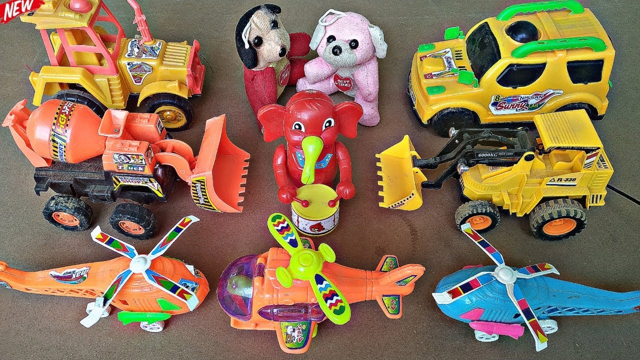 Gadi wala cartoon, toy tractor ka video jcb, truck, helicopter, bus