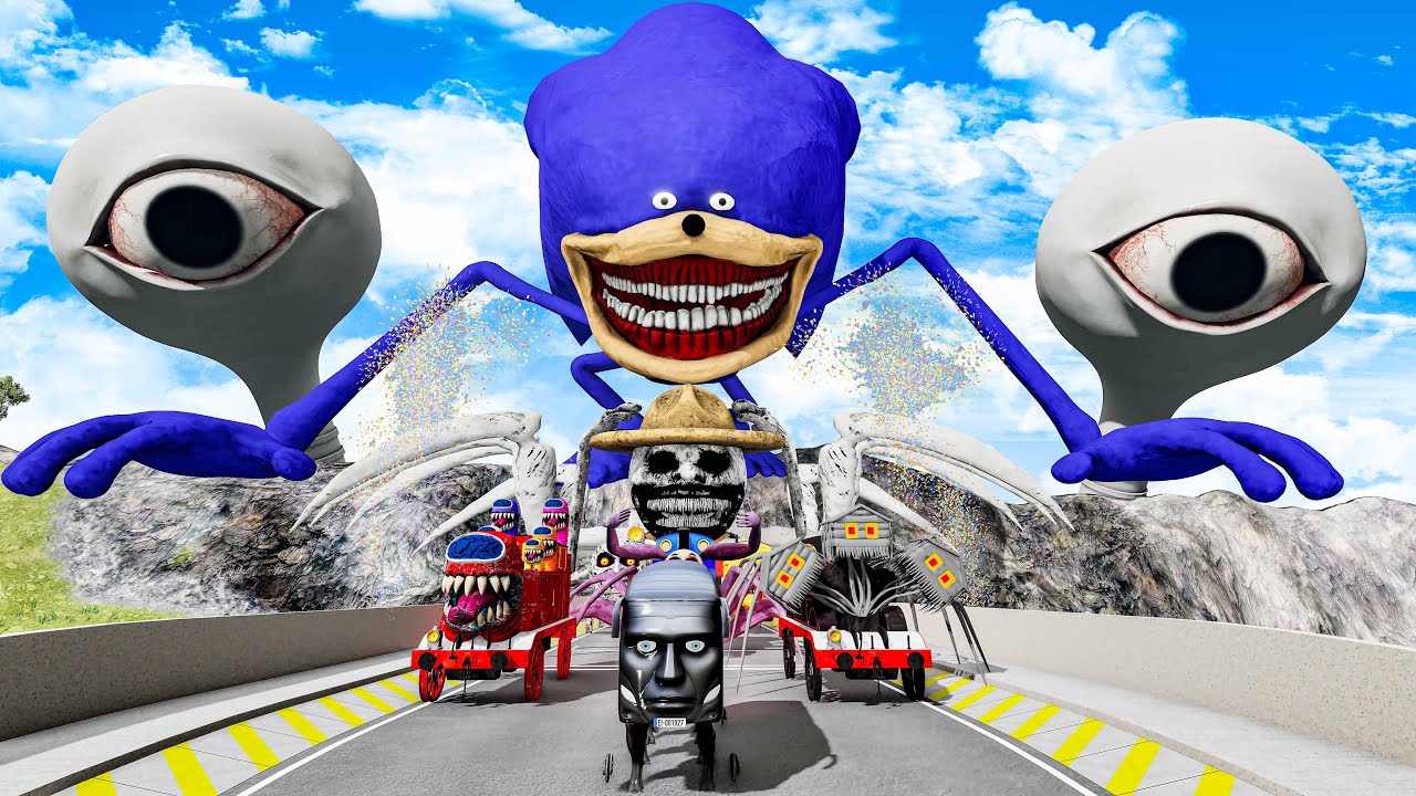 ALL MONSTERS Big & Small Cars with SONIC TAPERS & EYE MONTER BeamNG.Drive