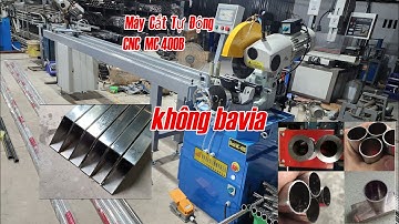 Máy cắt không ba via cấp phôi tự động CNC MC400B,  Máy cắt inox cnc.