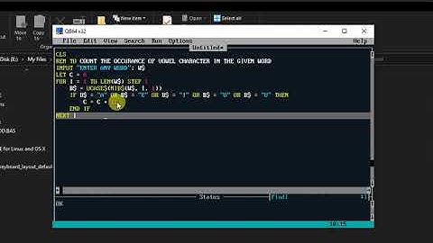 Qbasic program to count vowel character
