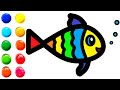 How to draw a fish/Bolalar uchun baliq rasm chizish/Как нарисовать рыбку для детей/DRAWING A FISH