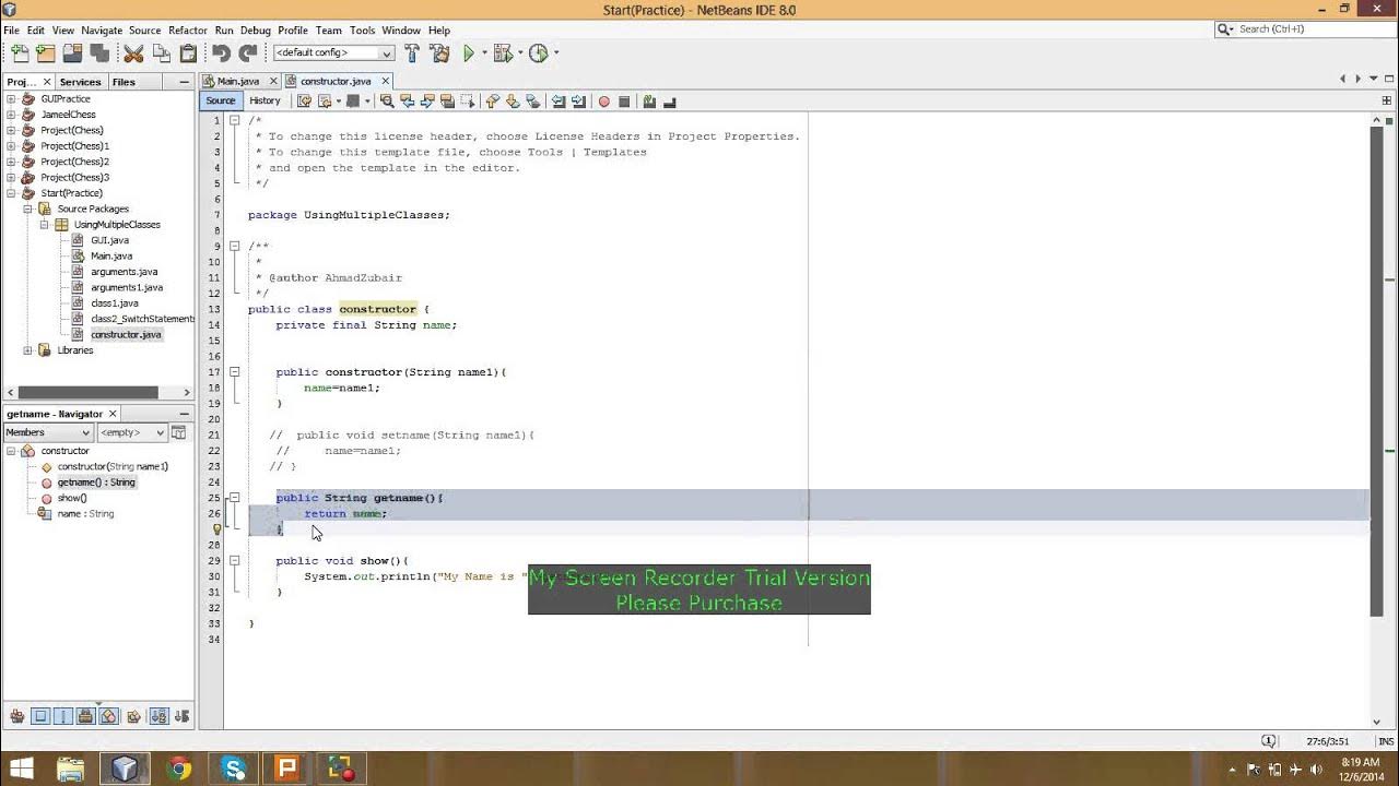 constructor with parameters in java netbeans with example - YouTube