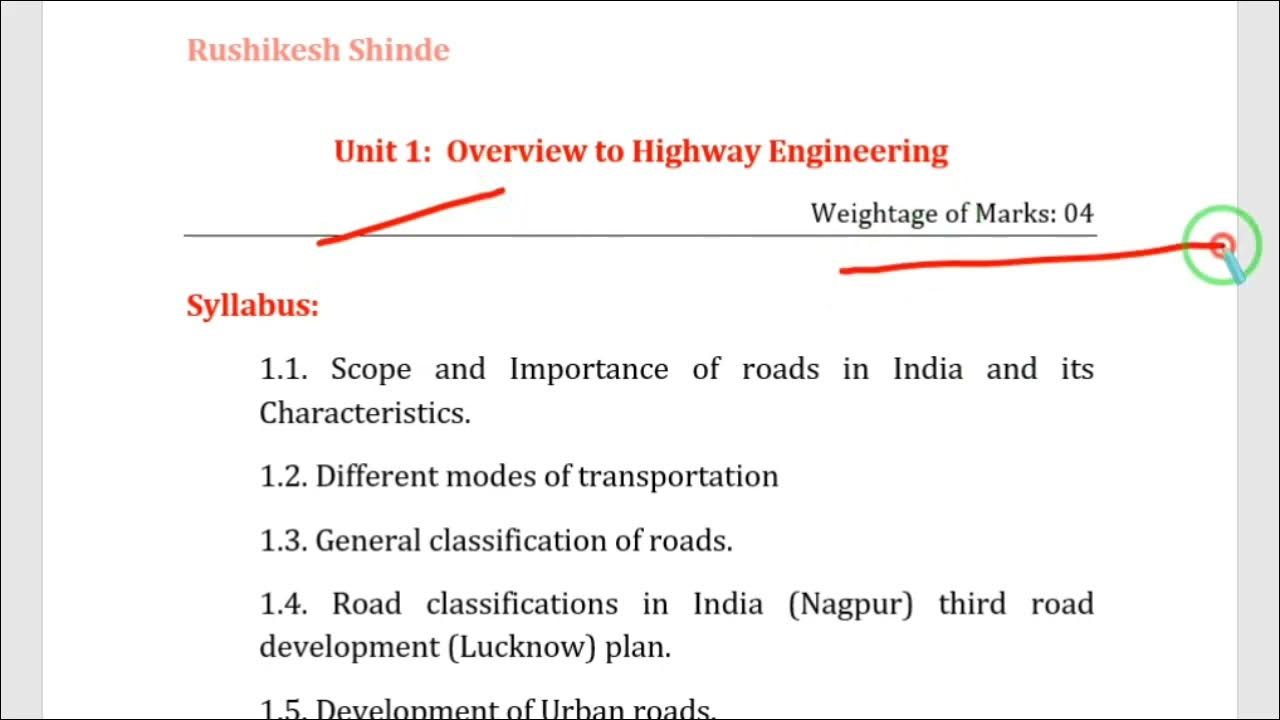 Highway engineering syllabus with marks distribution 3rd semester