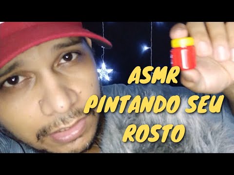 ASMR Pincel na tela pintando seu rosto com tinta