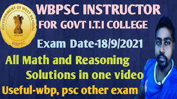 WBPSC workshop instructor for govt i.t.i college exam full math and reasoning solutions .....
