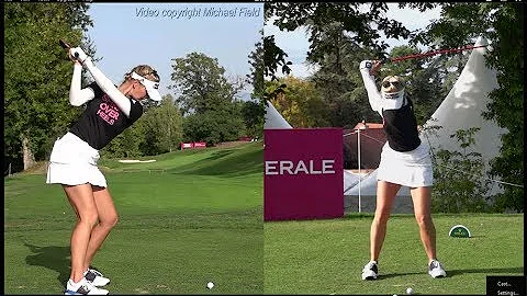 Jessica Korda Golf Swing - Hybrid (down-the-line &...