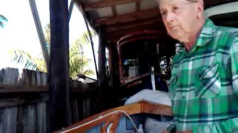 Dave Westphal showing wooden catboat