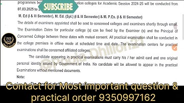 CRSU M.Ed 1st & 3rd sem Practical Dates 2025 | M.Ed Special 1st & 3rd sem practical dates 2025