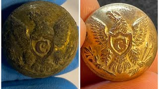 A simply easy way to clean your Metal Detecting dug up Civil War buttons with gold gilt!!!