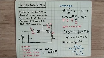 Practice Problem 7.13 Fundamental of Electric Circuits (Sadiku) 5th Ed - First Order RL Circuit