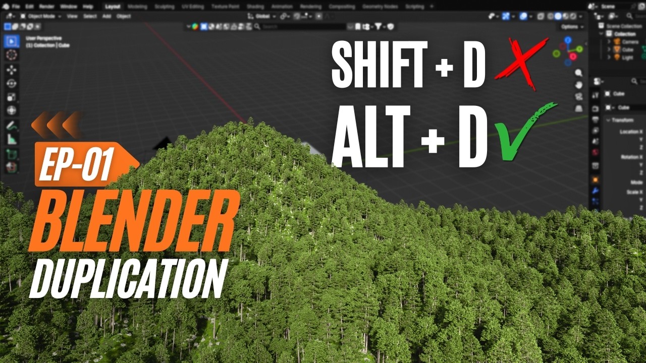 Duplicate unlimited Objects | difference between Alt D vs Shift D - YouTube