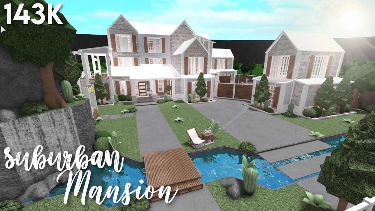 143k Suburban Mansion (exterior) | Bloxburg ROBLOX speedbuild - YouTube