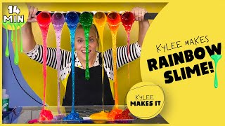 Kylee Makes Rainbow Slime! | Colorful, Easy to Make Slime Waterfall & Balloon! Mindreading Contest!