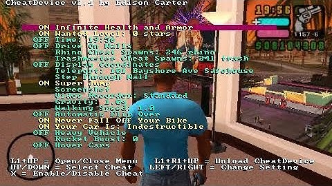 Cheat device remastered with user script in GTA  VCS (PPSSPP gameplay)