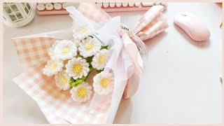 DIY crochet bouquet Daisy flowers ll cara membuat bunga rajut baik untuk pemula