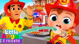 Safety at the Fire Station with Baby John | Little Angel And Friends Kid Songs