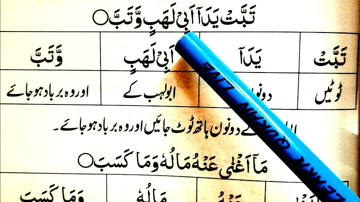 Surah Al Lahab/Masad Learn Surah Falaq With Urdu/Hindi Translation word by word Learn Quran Live