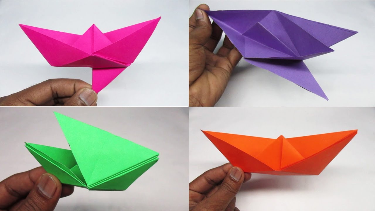 Sail into Creativity: 4 Easy Paper Boat Designs | Rainy Day Craft with Square Paper!