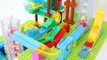 Satisfying Building Blocks Marble Run ASMR Rotary Funnel and Elevator #43