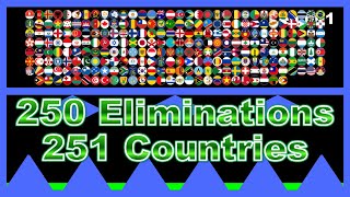 250 times eliminations & 251 countries and regions marble race in Algodoo | Marble Factory