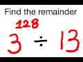 Find the remainder when 3^128 is divided by 13