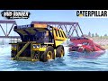 Spintires: MudRunner - CATERPILLAR Mining Dump Truck Pulls A Stuck Komatsu Out Of The River