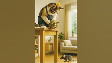 Watch closely! Will the cat hit the mouse?よく見て！猫はネズミに当てられるかな？ #cat #trap #mimizoo #funny