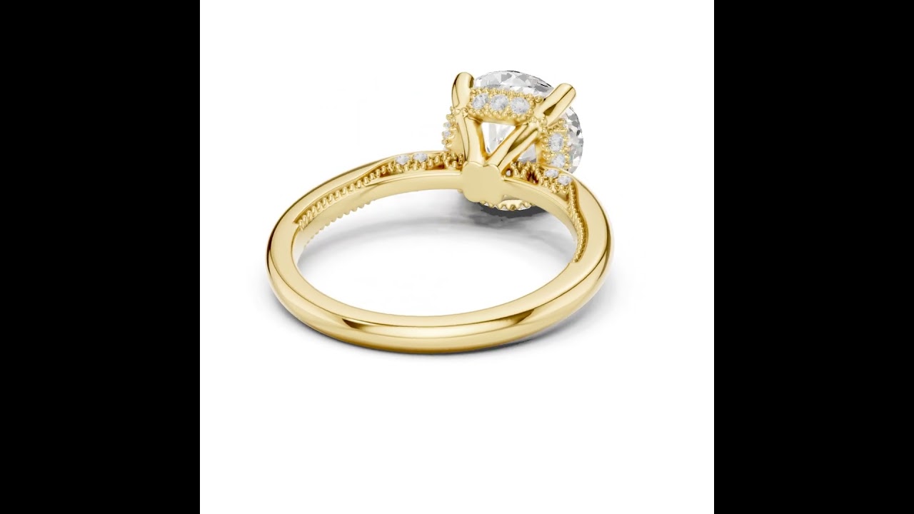 Solitaire Round Diamond Migraine Under-Halo Accents Ring