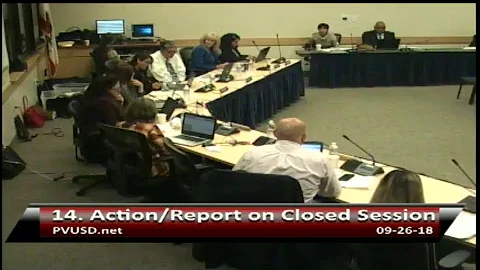 PVUSD September 26th 2018 Board Meeting - Public Session