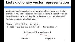 Data Structure Fundamentals - List / dictionary vector representation