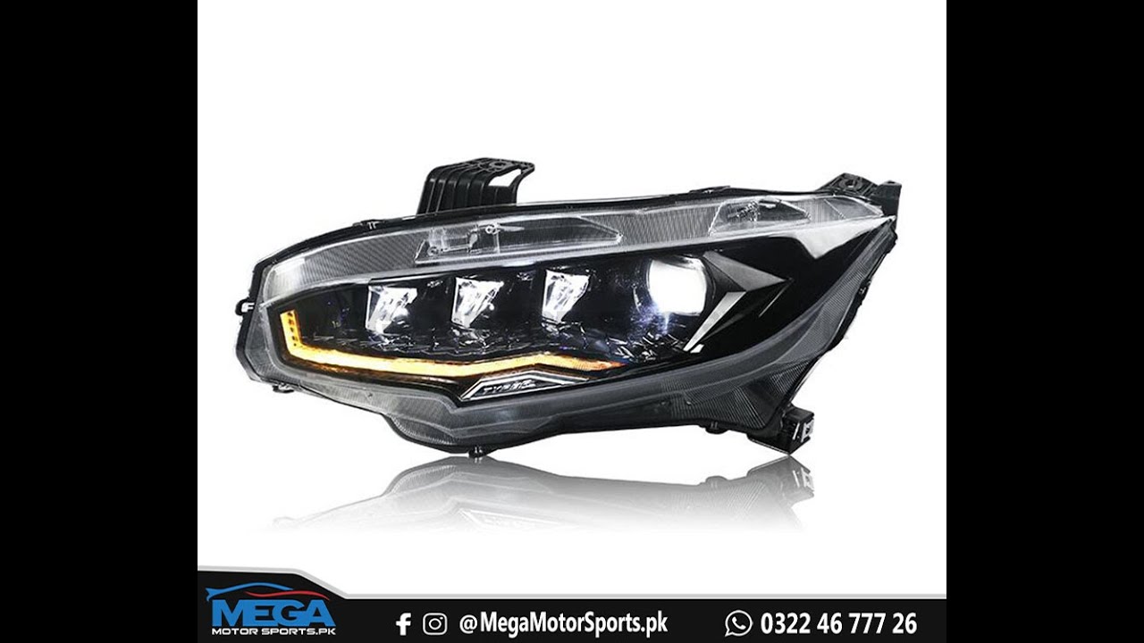 Honda Civic X Dragon Eye LED Headlights 2016 2021 Megamotorsports.pk New Headlights