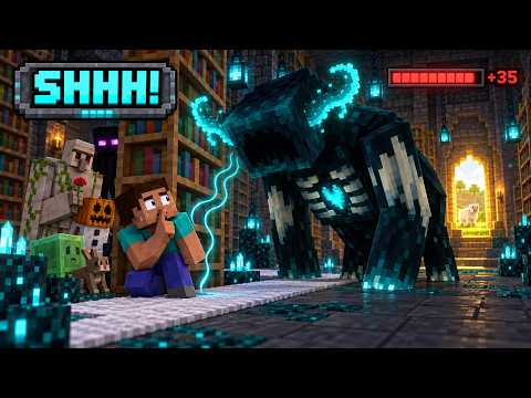 🤫 8 Mobs vs the BLIND Warden's Library… One Sound = +35 Anger! 📚😱 | Minecraft