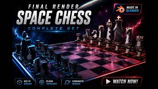 SPACE CHESS | FINAL RENDER | BLENDER 5.1 #blender3d #timelapse #3dart #chess