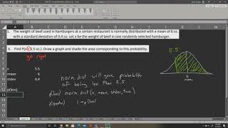 MAT 152   Using Norm dist in Excel