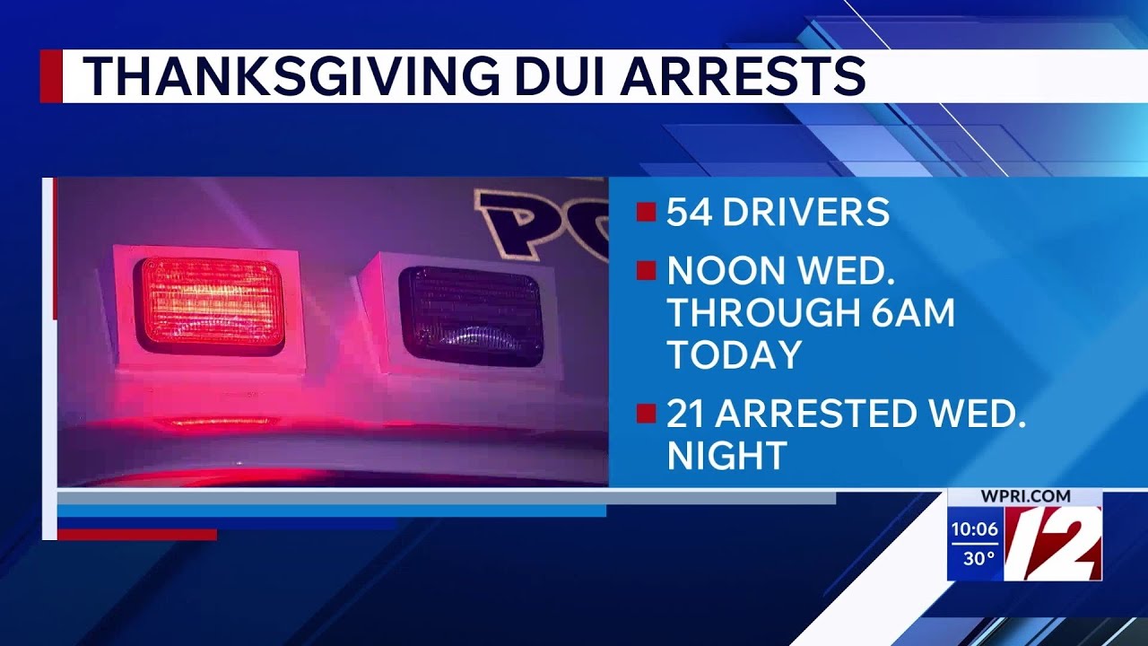 54 arrested for DUI over holiday weekend in RI - YouTube