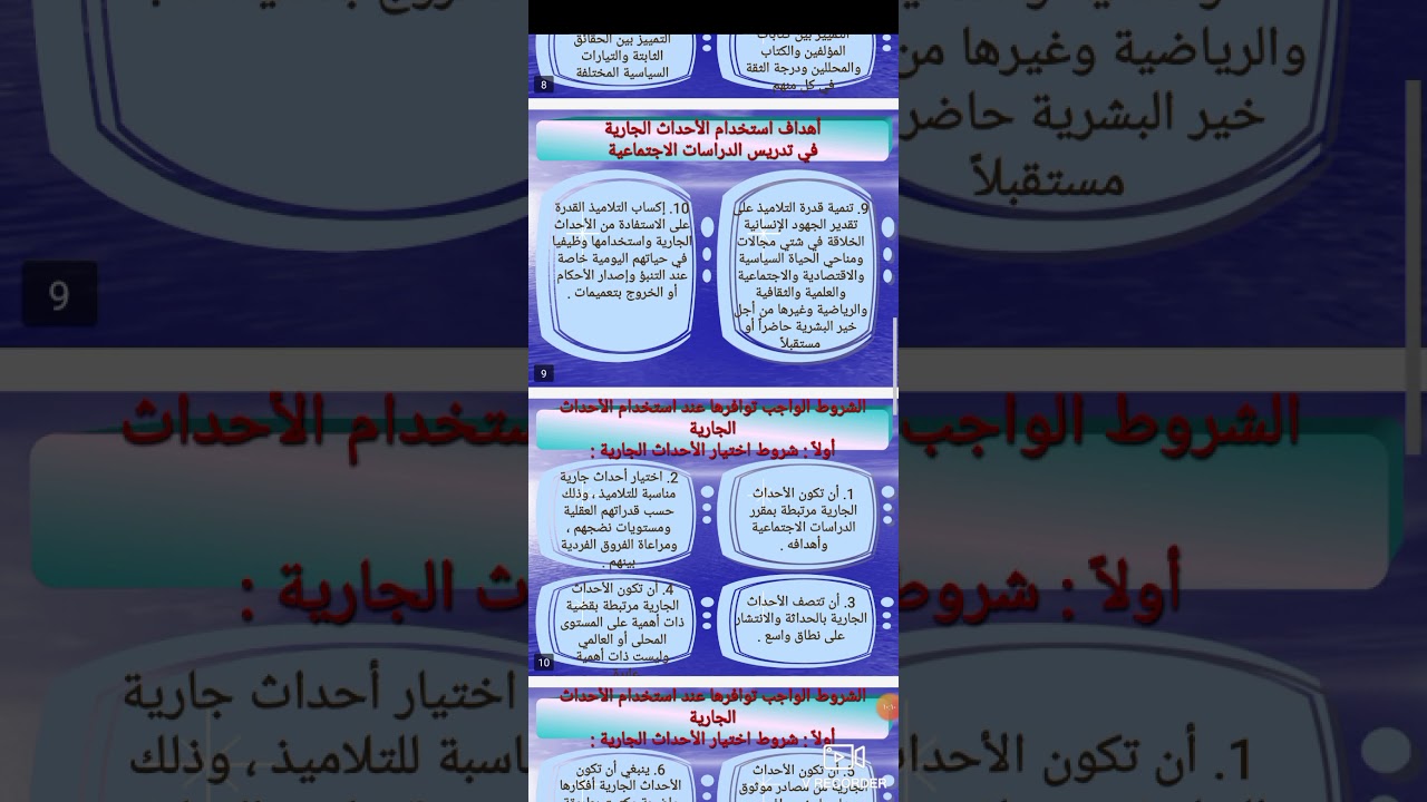 المحاضرة السابعة الأحداث الجارية وتدريس الدراسات الإجتماعية