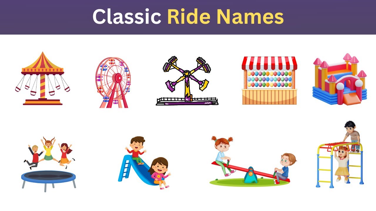 Top 15 Funfair Rides for Kids | Learn Ride Names with Fun Animation ...