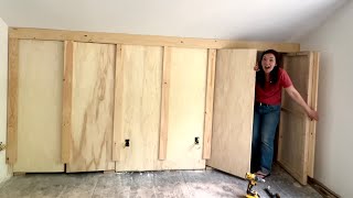 Building a Board & Batten Wall with HIDDEN DOORS @ my Fixer Upper House!! 🏠