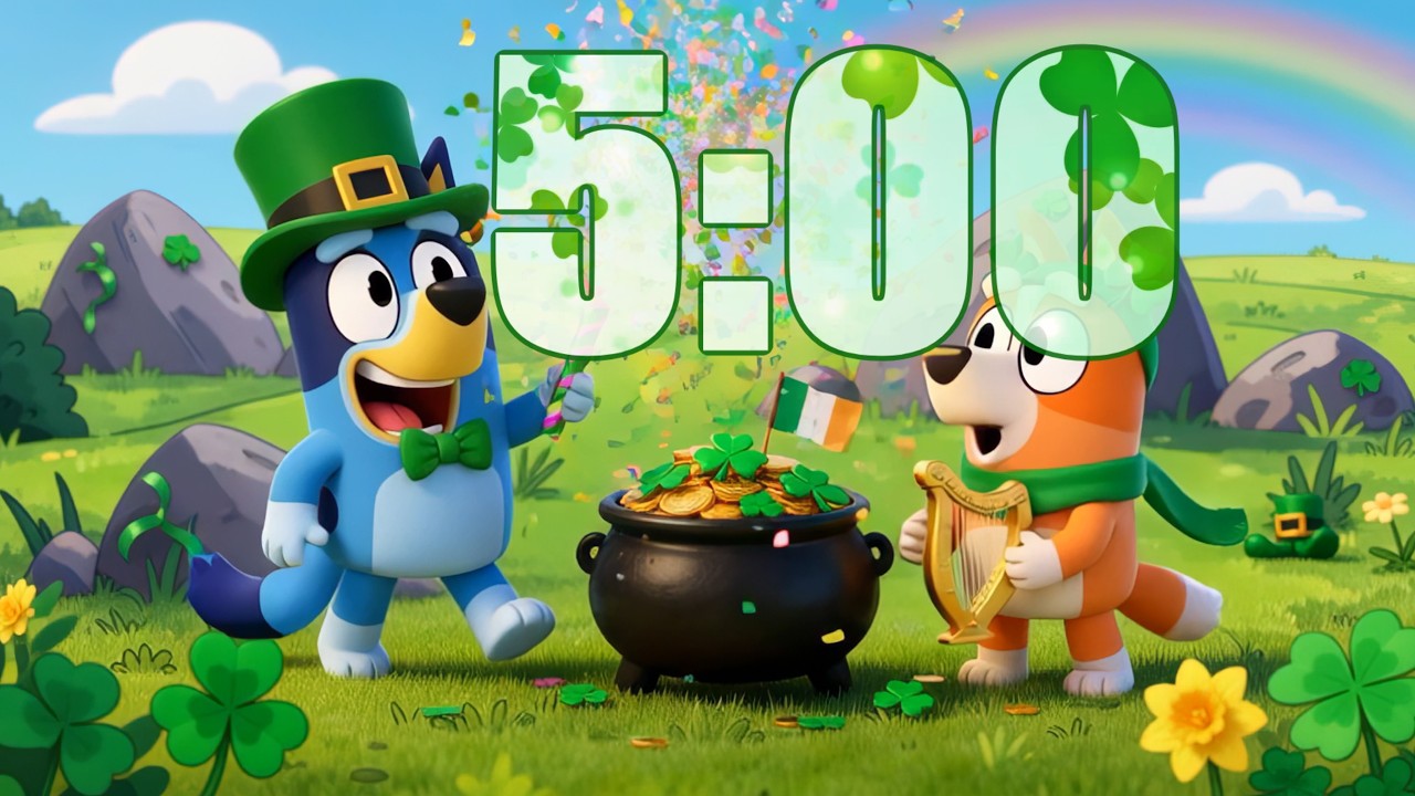 5 Minute Bluey Timer with Music ST Patricks day 2026 - YouTube