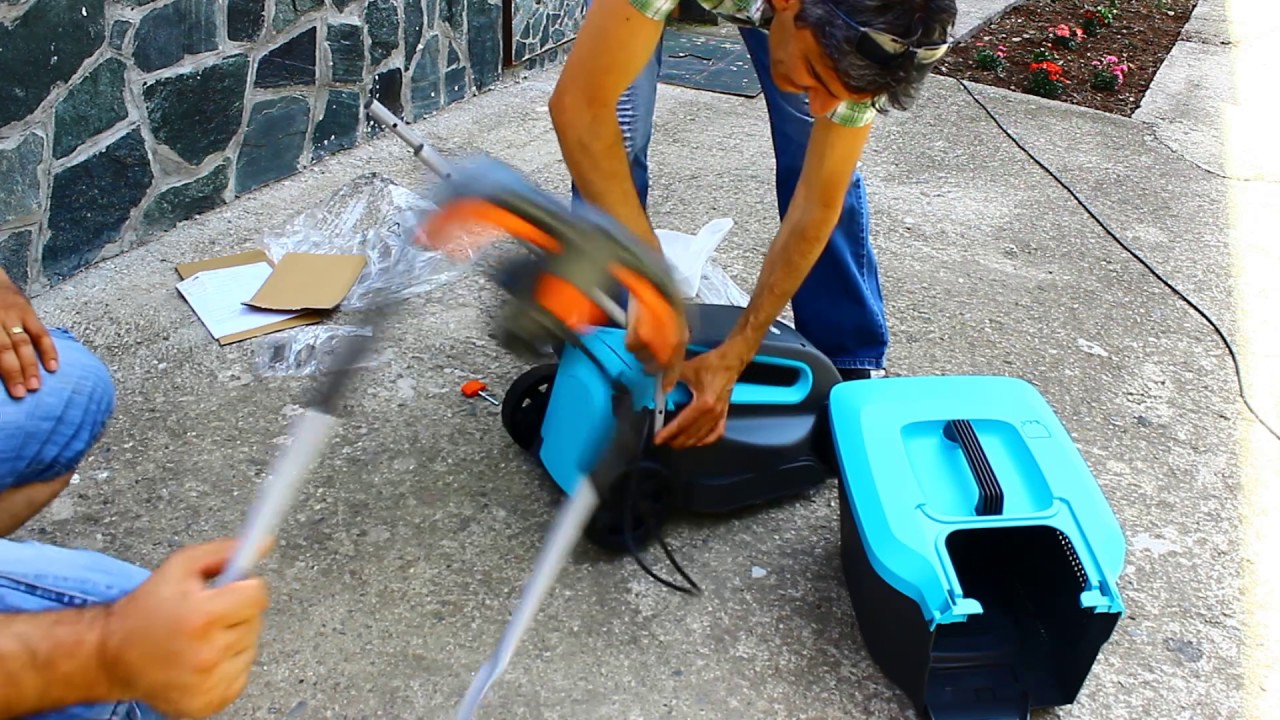 Unpacking and assembling the Gardena PowerMax 1200/32 electric lawnmower -  YouTube