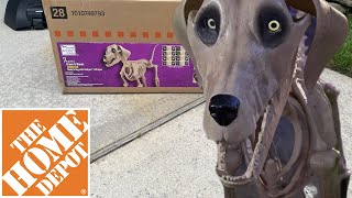 HOME DEPOT 7ft GRAVE & BONES SKELLY’S DOG UNBOXING, SET UP, AND DEMO!