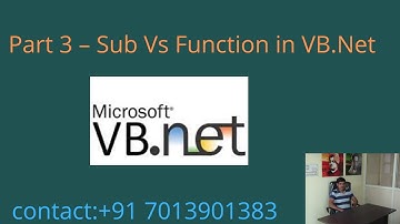 Part 3 – Sub Vs Function in VB.Net