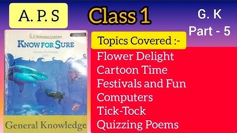 Class 1, G.K (Know For Sure) Part - 5..Online Class- Army Public School😊