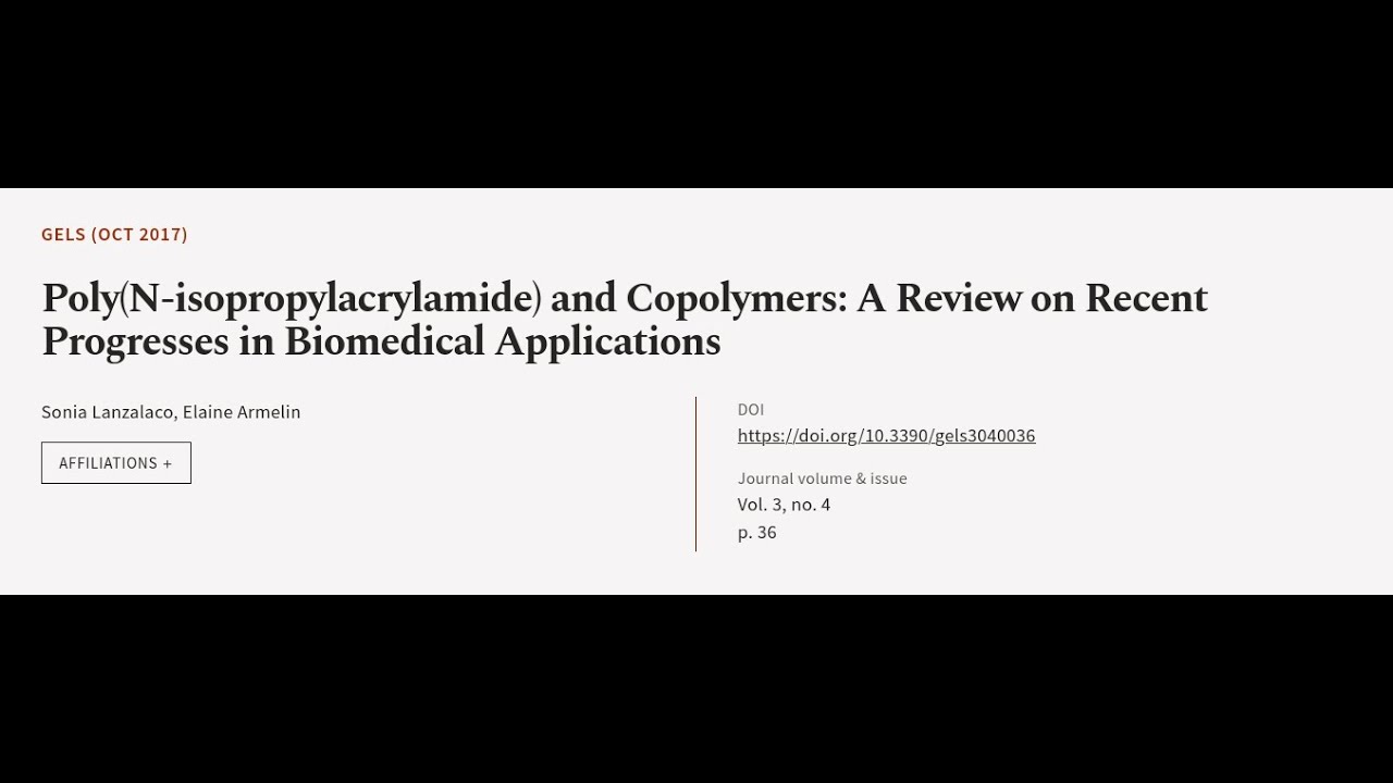 Poly(Nisopropylacrylamide) and Copolymers A Review on Recent Progresses in Biomedic... RTCL