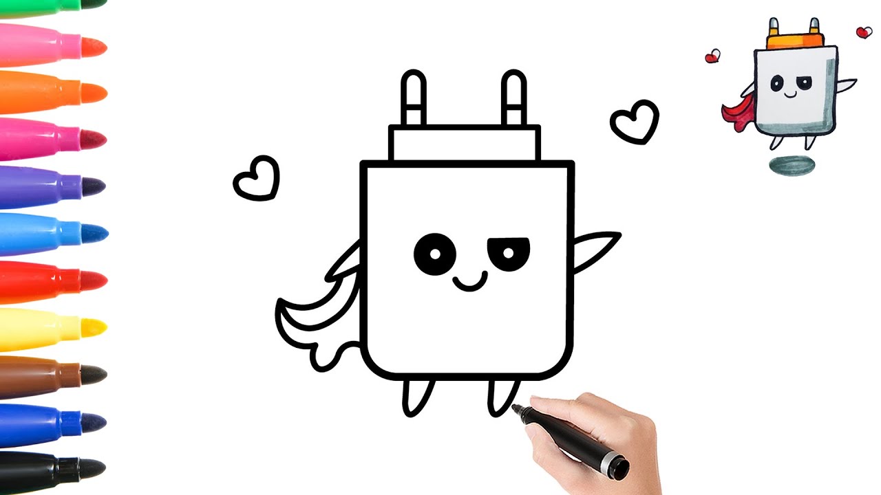 How to Draw Cute Smart Phone Charger Easy | Step-by-Step Drawing ...