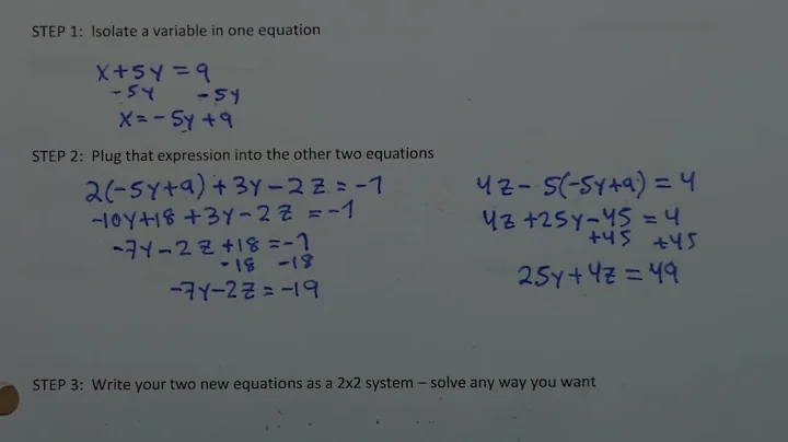 Solve 3 Variable Systems by Substitution Part 1