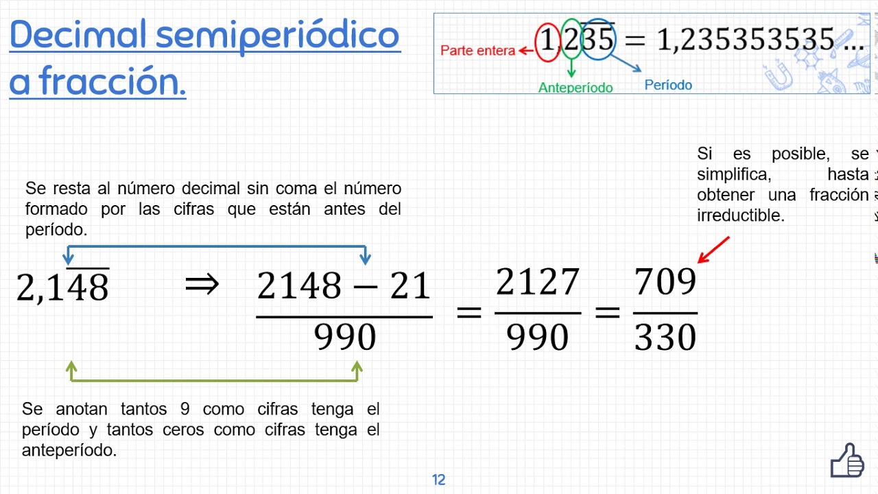 Decimal semiperiódico a fracción - YouTube